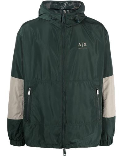 Armani Exchange Panelled Hooded Jacket - Green
