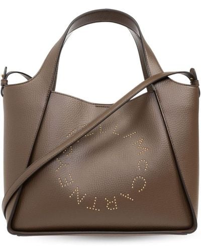 Stella McCartney Logo-perforated faux-leather tote bag - Braun