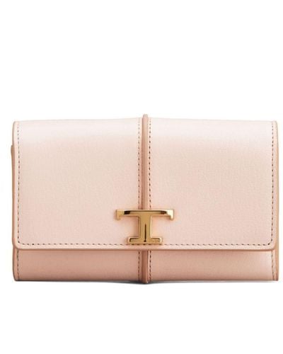 Tod's T Timeless Leather Wallet - Pink