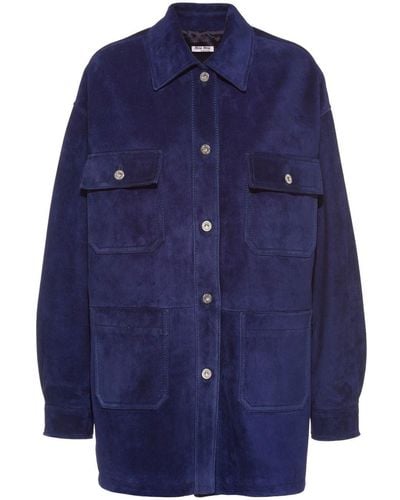 Miu Miu Oversized Shirt Jacket - Blue