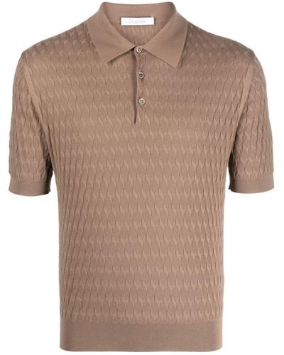 Cruciani Diamond-pattern Cotton Polo Shirt - Brown