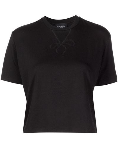 Marchesa Dominique Cropped Jersey T-shirt - Black