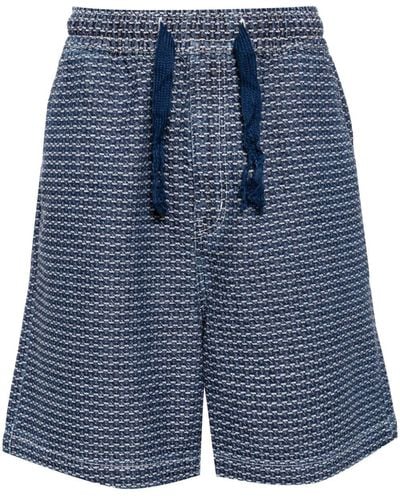 FIVE CM Patterned-jacquard Cotton Shorts - Blue