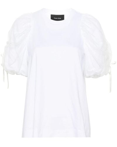 Simone Rocha T-Shirt mit gerafften Ärmeln - Weiß