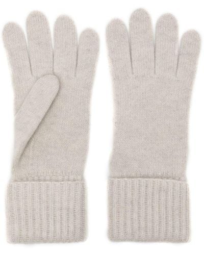 N.Peal Cashmere Ribbed Organic Cashmere Gloves - White