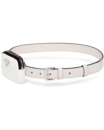 Prada Pouch-detail Leather Belt - White