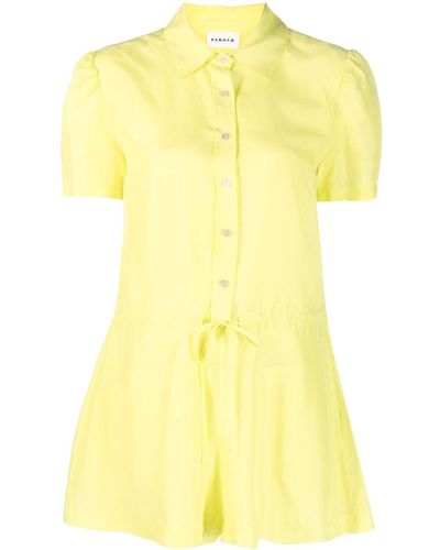 P.A.R.O.S.H. Short-sleeve Silk Jumpsuit - Yellow