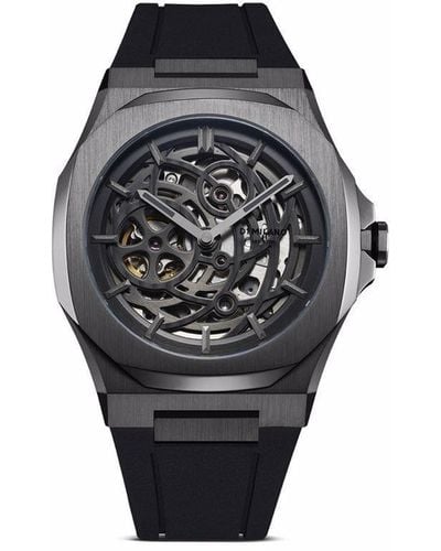D1 Milano Skeleton Rubber Horloge - Zwart