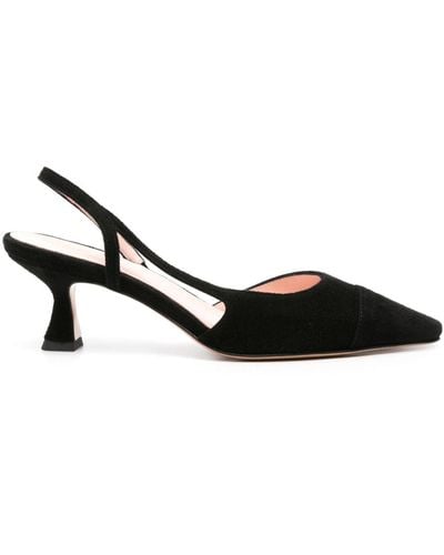 Anna F. 70mm Slingback Suede Court Shoes - Black