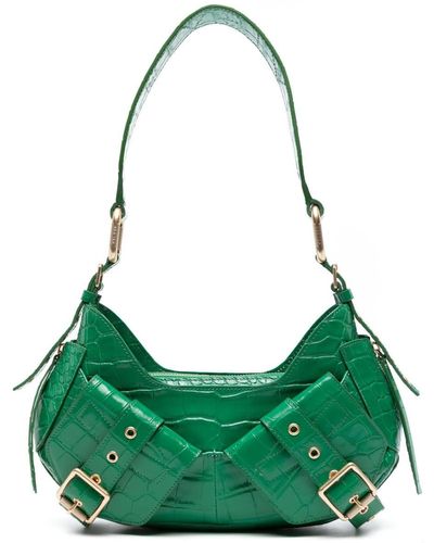 BIASIA Y2k Crocodile-embossed Leather Shoulder Bag - Green