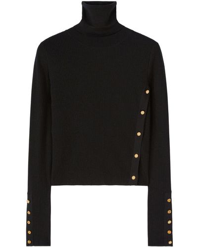 Palm Angels Side-button Wool Roll-neck Sweater - Black