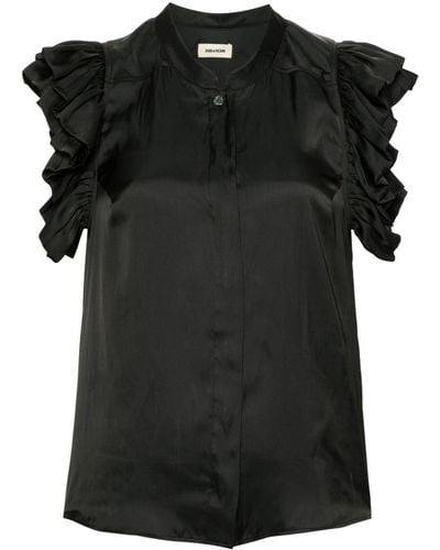 Zadig & Voltaire Tiza Ruffled Satin Blouse - Black