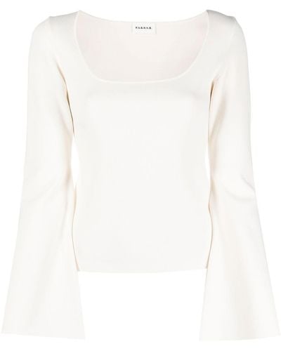 P.A.R.O.S.H. Roma Flared-sleeve Knitted Top - White