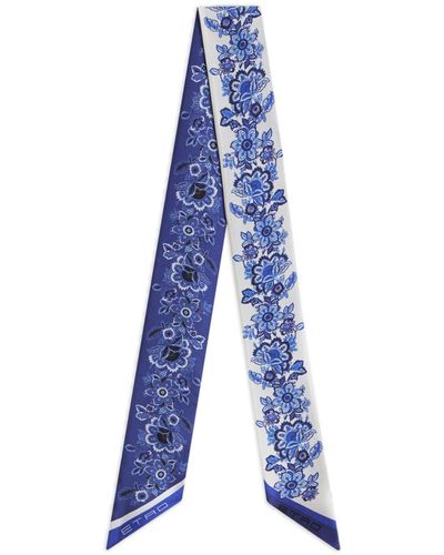 Etro Floral-print Silk Scarf - Blue