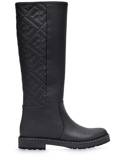 Fendi Ff-embossed Boots - Black