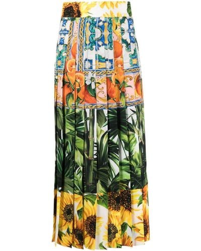 Dolce & Gabbana Mix-print Pleated Skirt - Multicolor