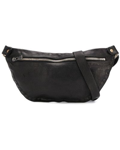 Guidi Cracked-effect Belt Bag - Black