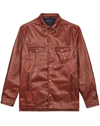 Purple Brand Press-stud Leather Shirt Jacket - Red
