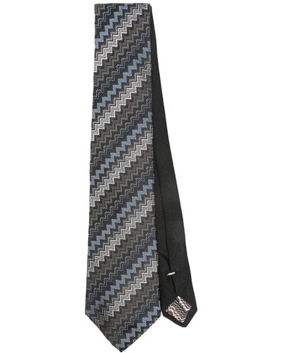 Missoni Zigzag-jacquard Silk Tie - Gray