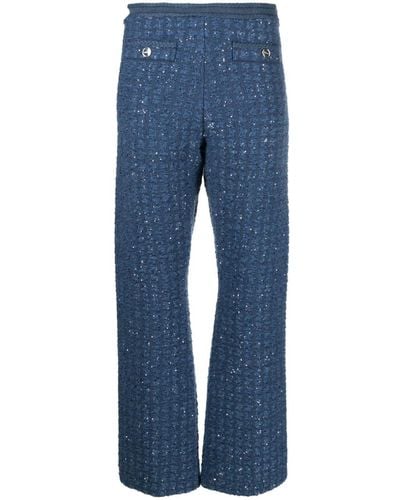 Sandro Sequin-embellished Straight-leg Pants - Blue