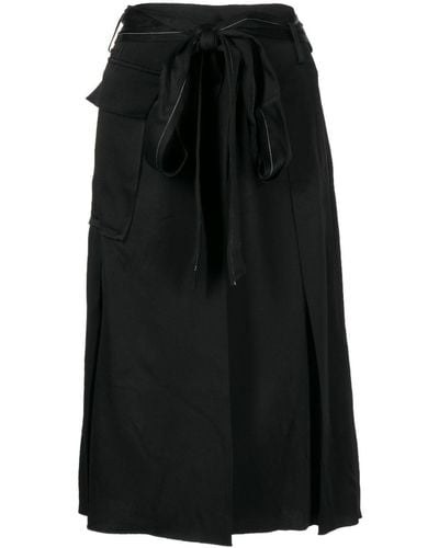 Victoria Beckham Patch-pocket Satin Midi Skirt - Black