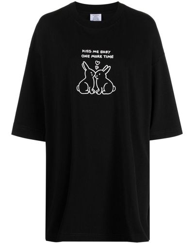 Vetements Slogan-print Cotton T-shirt - Black