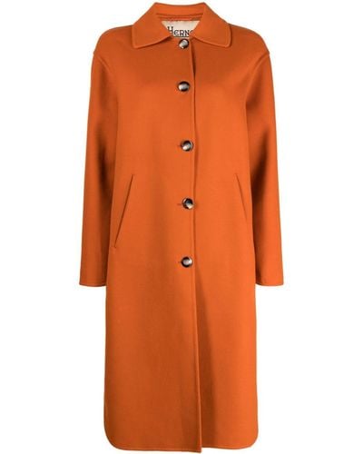 Herno Spread-collar Wool Coat - Orange