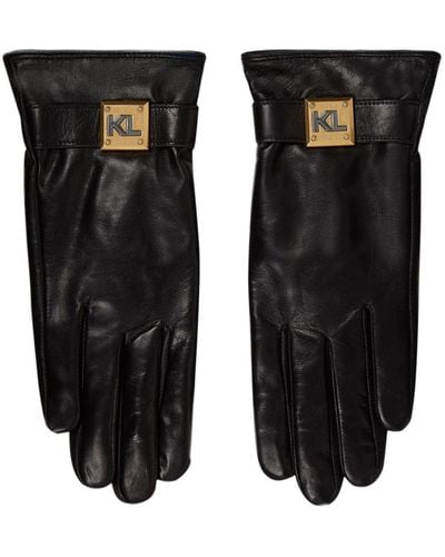Karl Lagerfeld Handschuhe mit Logo-Schild - Schwarz