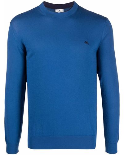 Etro Sweater Met Geborduurd Logo - Blauw