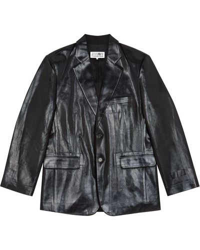 MM6 by Maison Martin Margiela Gecoate Blazer Met Enkele Rij Knopen - Grijs