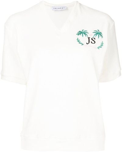 Joshua Sanders Camiseta con cuello en V - Blanco