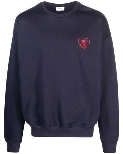 FAMILY FIRST Logo-embroidered Cotton Sweatshirt - Blue