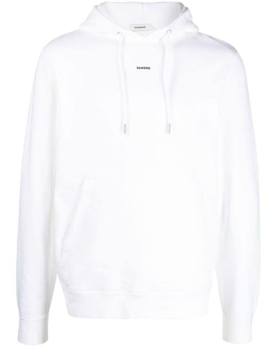 Sandro Logo-print Organic Cotton Hoodie - White
