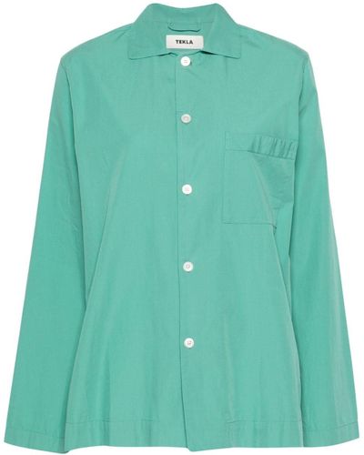 Tekla Spread-collar Cotton Shirt - Green