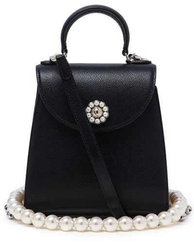 Simone Rocha Pearl-embellished Leather Tote Bag - Black