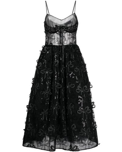 Simone Rocha Tulen Midi-jurk Met Strik - Zwart