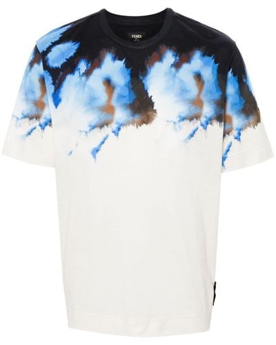 Fendi Katoenen T-shirt Met Logopatch - Blauw