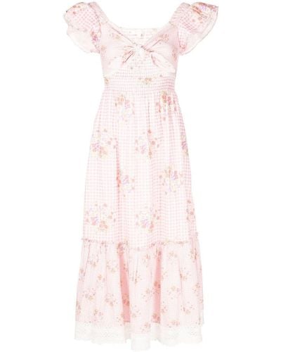 LoveShackFancy Midi-jurk Met Bloemenprint - Roze