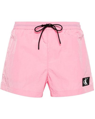 Calvin Klein Logo-Patch Swimming Shorts - Pink