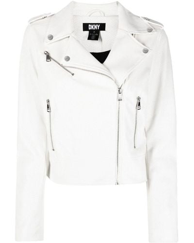 DKNY Moto Biker Jacket - White