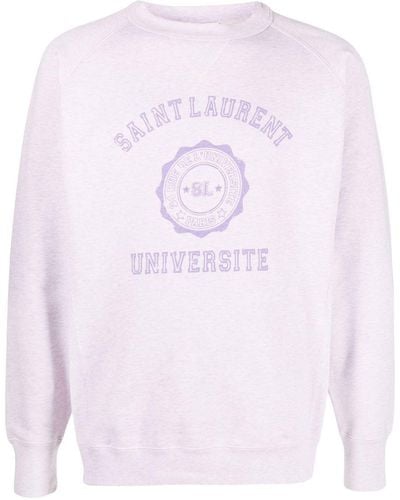Saint Laurent Universitè Crew Neck Sweatshirt - Pink