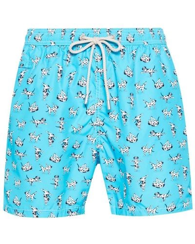 Mc2 Saint Barth Mantra Dog-print Swim Shorts - Blue