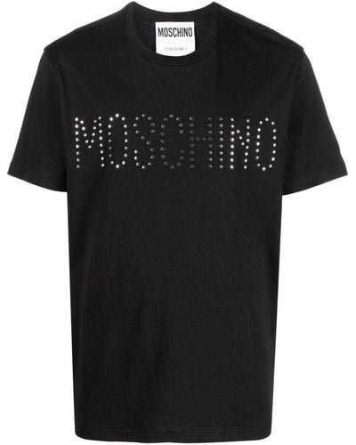 Moschino Camiseta con logo y apliques - Negro