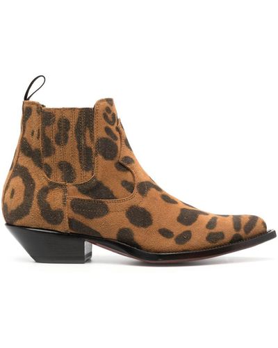 Sonora Boots Leopard-print Leather Boots - Brown