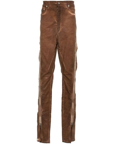 Rick Owens Zip-detailed tapered jeans - Marrone