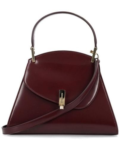 Ferragamo Geometric Leather Handbag - Red