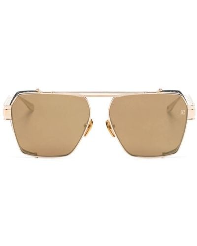 BALMAIN EYEWEAR Pilot-frame Sunglasses - Natural
