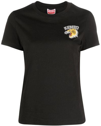 KENZO T-shirt en coton à logo imprimé - Noir