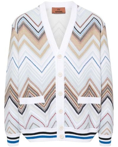 Missoni Zigzag-woven Knitted Cardigan - White