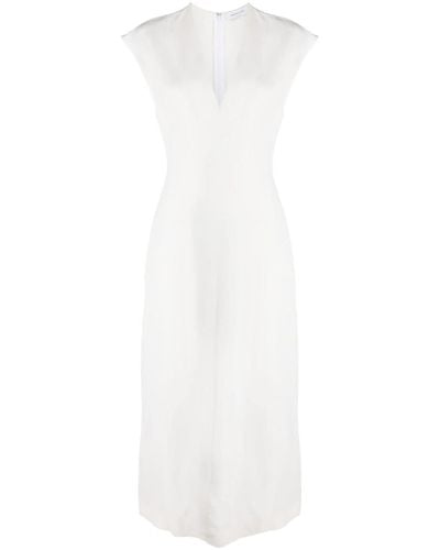 Fabiana Filippi V-neck Sleeveless Midi Dress - White
